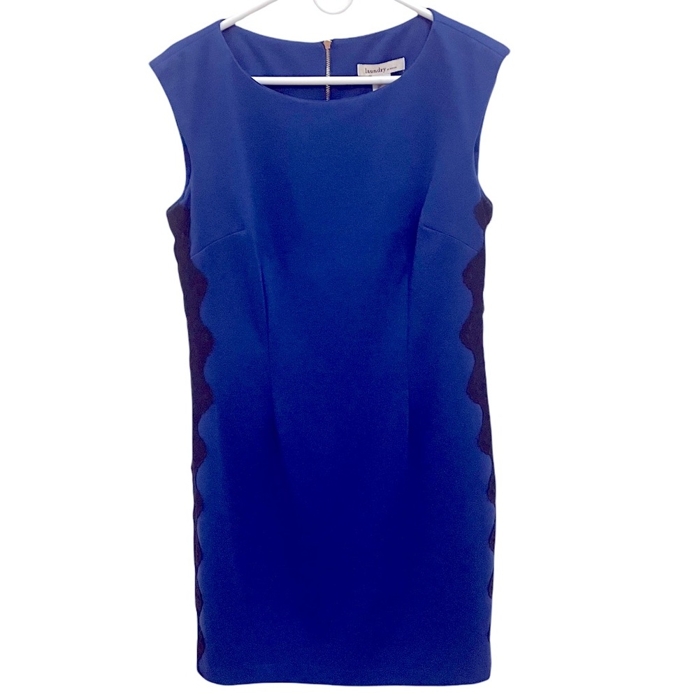 Laundry size 8 Blue Dress with Lace Edging